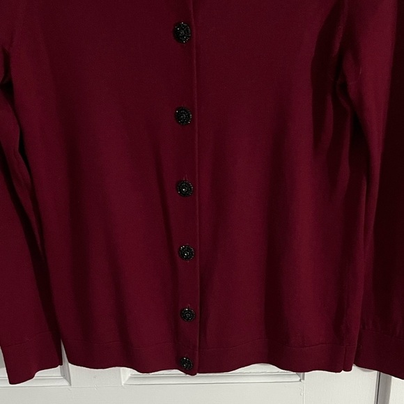 Talbots 100% Pure Merino Wool Button Front Cardigan Sweater Oxblood Size LP - Picture 3 of 14